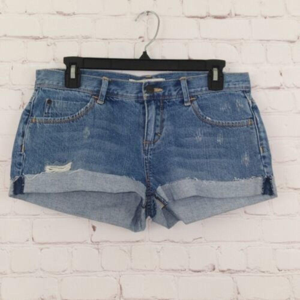 XXI Shorts Womens 27 Blue Jean Denim Low Rise Distressed Cuffed Cutoff Casual